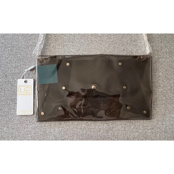 Urban Expressions Stadium Purse Clutch Smokey Clear Gold Chain Strap NWT - Picture 2 of 5